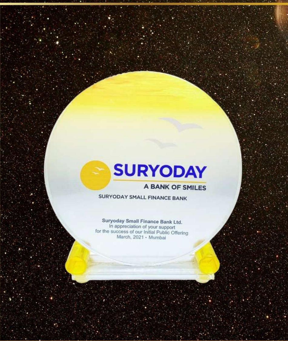 PC530-(size-A4) Personalized Round Optic Crystal Trophy - For Employee Recognition, Corporate Gifting, Award Shows, Sports Event, Competition, Students Reward