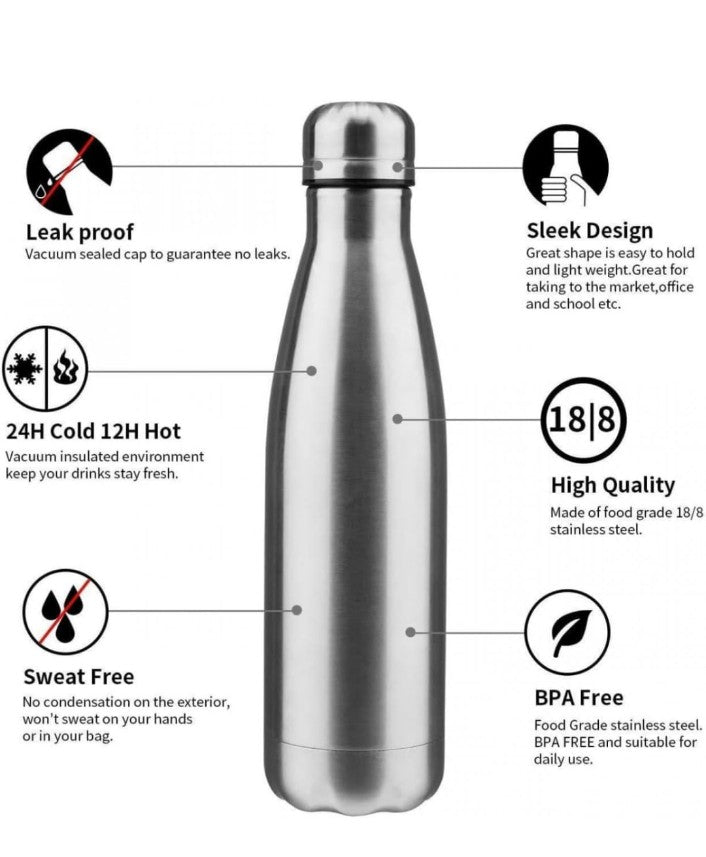 STWB1000ml Stainless Steel Insulated (Thermo steel) Water Bottle | 24 Hours Hot and Cold | Leak proof, Rust and Corrosion Resistant| For Travel, Office, Trekking, Home (Silver)
1K+ bought in past month