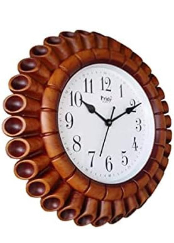 WC09877 wooden Round Wall Clock with Glass for Home/Living Room/Bedroom/Kitchen/Office