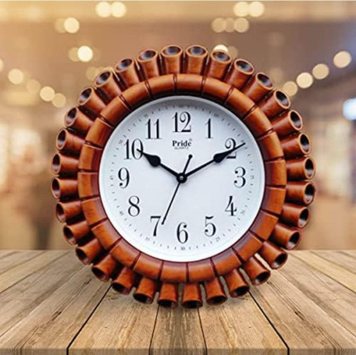 WC09877 wooden Round Wall Clock with Glass for Home/Living Room/Bedroom/Kitchen/Office