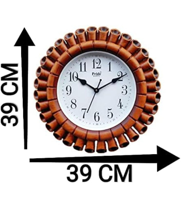 WC09877 wooden Round Wall Clock with Glass for Home/Living Room/Bedroom/Kitchen/Office