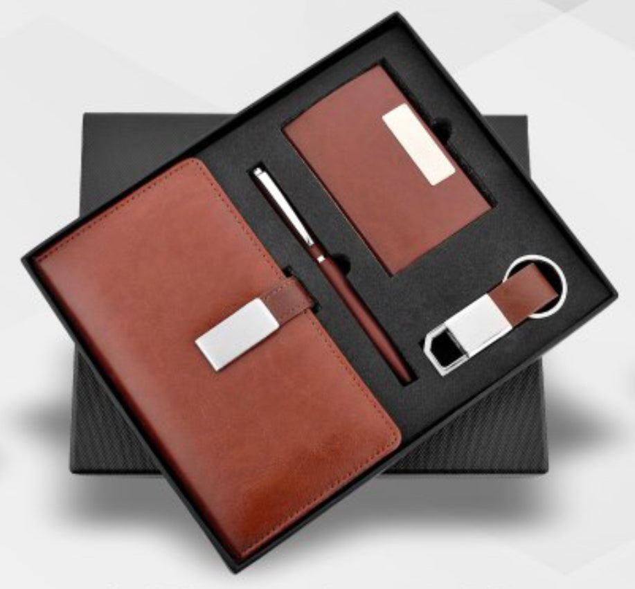 CSDPKC173 Brown Array 4 in 1 Set Of Diary, Pen, Keychain and 7 Cardholder Set