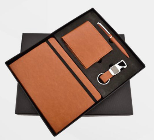 CSP226 4 in 1 Diary Wallet Tan colour includes Diary, Pen, Keychain & Wallet Set