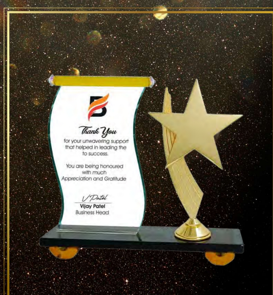 PC496-Personalized Starfish Crystal Award Trophy - For Employee Recognition, Corporate Gifting, Award Shows, Sports Event, Competition, Students Reward