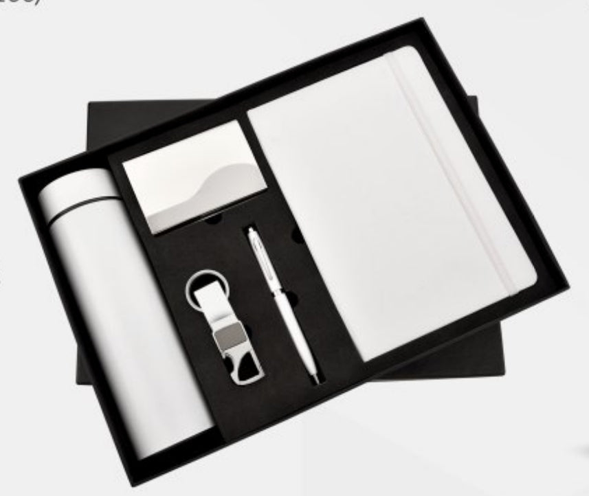 CSTDPKC216 Diary, Bottle 5 in 1 White Temperature Bottle, Diary, Pen, Keychain & Cardholder Set