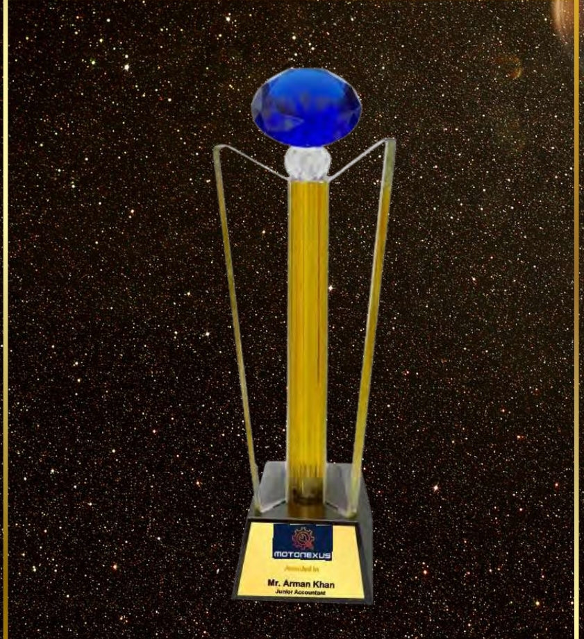 PC532-(Size-11.5)Personalized Optic Crystal Award Trophy - For Employee Recognition, Corporate Gifting, Award Shows, Sports Event, Competition, Students Reward