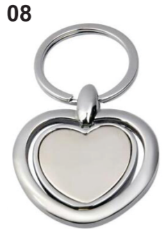 K08 keychain heart shape. Metallic