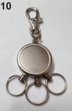 K10 keychain metallic frame. With three rings.