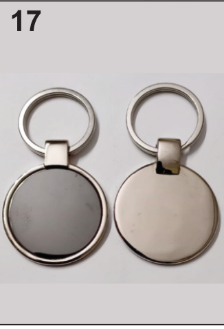 K17 keychain circular design with metallic frame