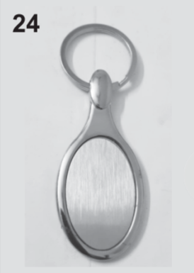 K24 keychain metallic frame oval shaped