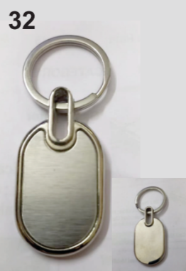 K32 keychain with unique design and metallic frame with goldish tint