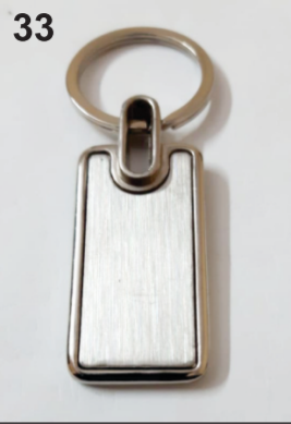 K33 keychain with metallic frame