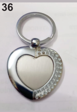 K36 keychain with unique design and metallic frame body heart shape