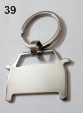 K29 keychain with unique design and metallic frame car shape.