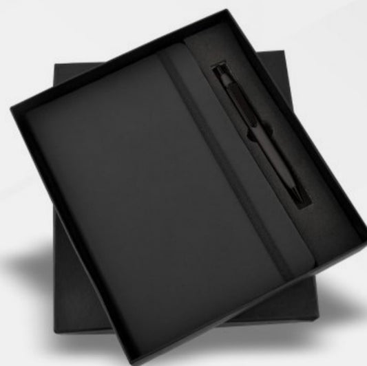 CSDP138 Black Elastic Pen & Diary With Unique Colour.