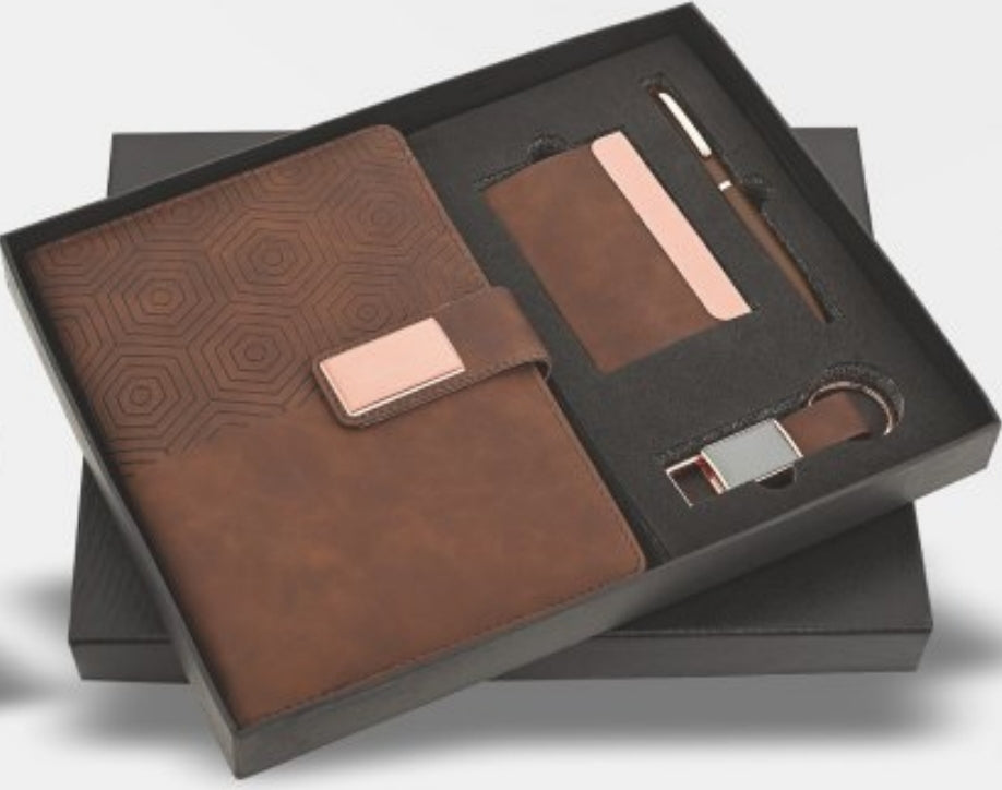 CSPDK163 Hexa Rosegold 4 in 1 Pen, Diary, Cardholder & Keychain Combo Sets.