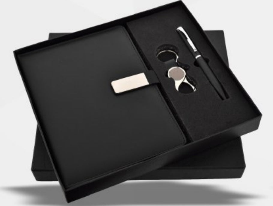 CSPDK229 Diary 3 in 1 set Black ,Pen, Diary & Keychain Combo Sets.