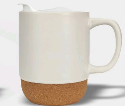 MGC22 CERAMIC MUG WITH LID AND CORK BASE CAP:250ML