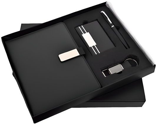 CSPDK231 Diary 4 in 1 set Black ,Pen, Diary, Cardholder & Keychain Combo Sets.