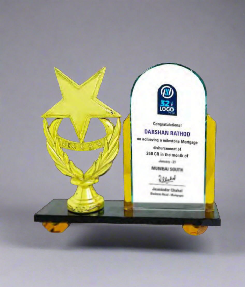 PC492-Personalized Victory Crystal Award Trophy - For Employee Recognition, Corporate Gifting, Award Shows, Sports Event, Competition, Students Reward