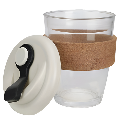 MGB21 BOROSILICATE COFFEE MUG WITH CORK GRIP CAP:250ML