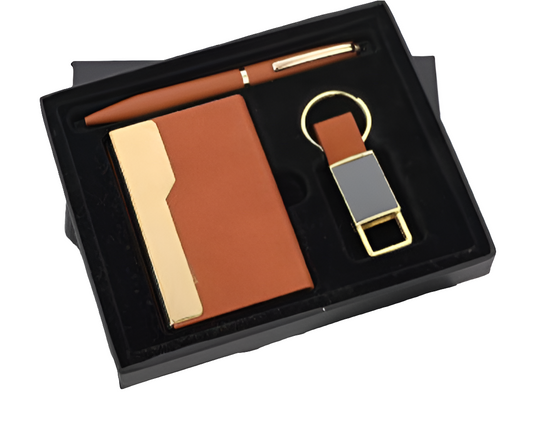 CSPKCB260 Pen,Keychain & Cardholder Combo Matte Brown colour.