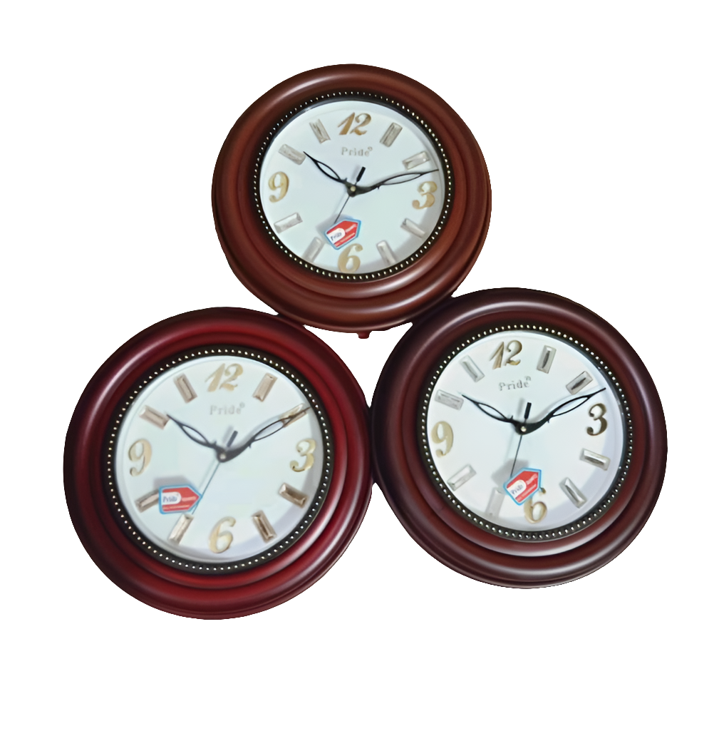 WCD108Delux Retail Designer Wall Clock  Silent Quartz Movement Clock for Home, Office, Living Room, Bedroom.(Brown Rad)