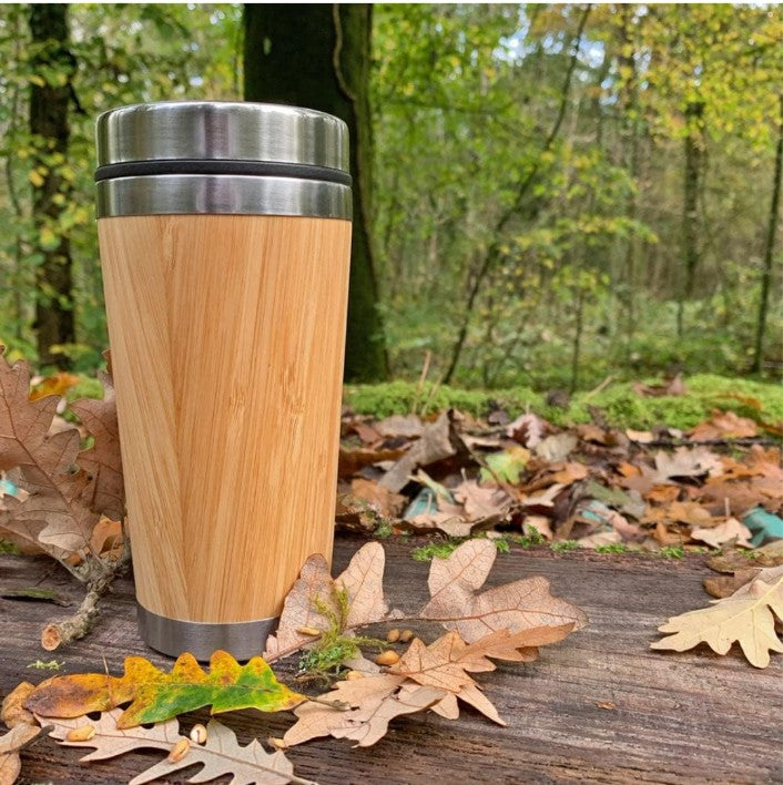 BCMCOF05 Bamboo Stainless Steel Hot and Cold Coffee Tumbler Mug Double Walled Coffee Travel Mug B7 (450 ML)