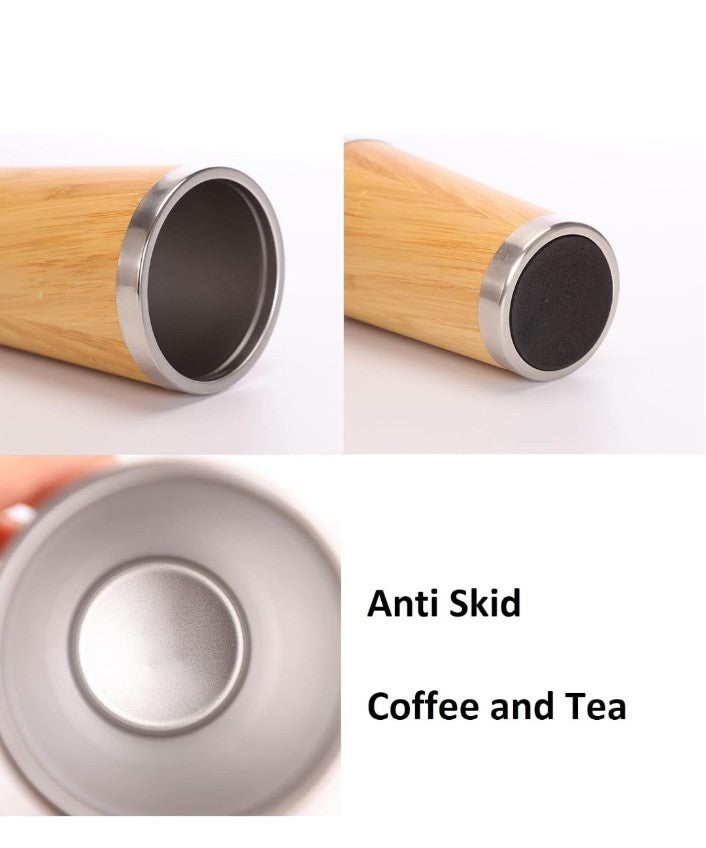 BCMCOF05 Bamboo Stainless Steel Hot and Cold Coffee Tumbler Mug Double Walled Coffee Travel Mug B7 (450 ML)