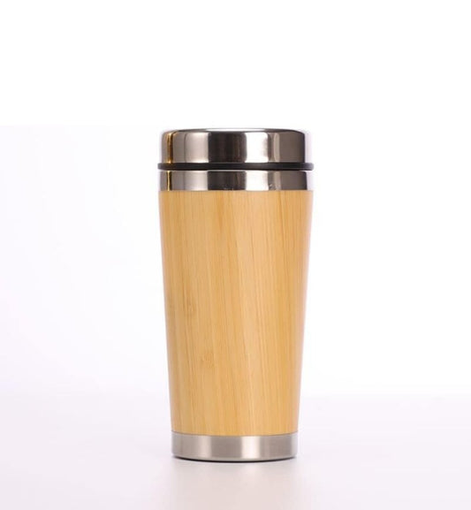 BCMCOF05 Bamboo Stainless Steel Hot and Cold Coffee Tumbler Mug Double Walled Coffee Travel Mug B7 (450 ML)