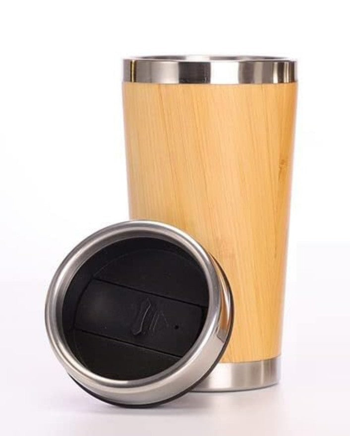 BCMCOF05 Bamboo Stainless Steel Hot and Cold Coffee Tumbler Mug Double Walled Coffee Travel Mug B7 (450 ML)